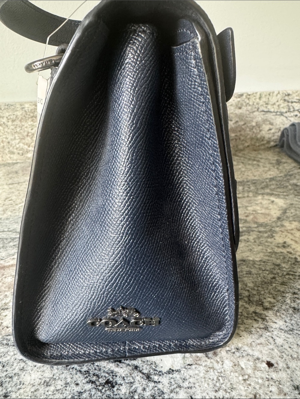 Coach Navy Top-Handle Satchel with Teal & Cream Butterfly Appliqués - Picture 3 of 7